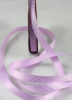 819922 grosgrain ribbon lavender dotty white
